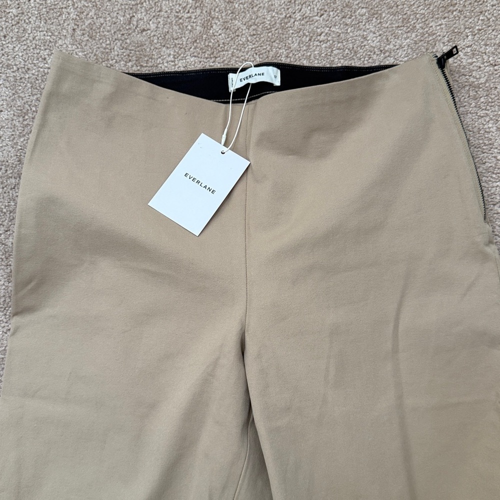 NWT Everlane Bi-Stretch High Rise Tan Khaki Side Zip Pull On Work Pants Size 12 - Picture 5 of 13